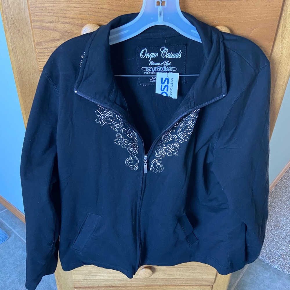 Onque Casuals Black Embellished Jacket